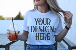 White Gildan 18000 Mockup, Sweatshirt Crewneck Mockups Product Image 1