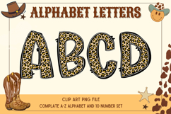 Leopard Doodle Alphabet Cheetah western Letters PNG_B210 Product Image 1