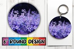 Radiant Floral Glitter Sublimation Circle: Keychain, Coaster Product Image 1