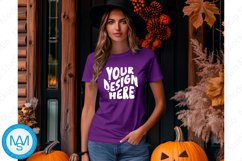 Purple women Tshirt Mockup, Halloween tshirt mockup Product Image 1