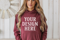 Maroon Gildan 18500 Hoodie Sweatshirt Mockup, 185 mock- Product Image 1