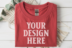 Red Gildan 5000 Flat Lay Tshirt Mockup, G5000 mockups Product Image 1