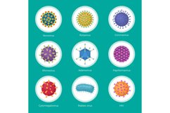 Viruses collection. Bacterium lab viruses stamm clinic medic Product Image 1