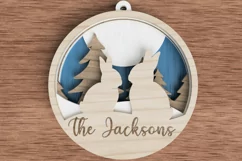 Christmas ornament laser cut file - Bunny family of 2 Product Image 1