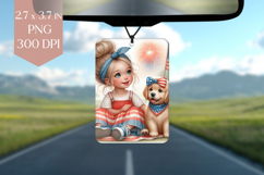 4th of July Girl &amp; Puppy Air Freshener PNG Product Image 1