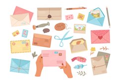 Different envelopes. Letter in envelope, postcard delivery a Product Image 1