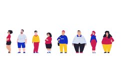 Body positive. Overweight men and women suffer from obesity. Product Image 1