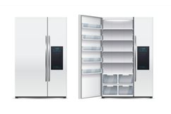 Refrigerator. Realistic open or close fridge with freezer, 3 Product Image 1