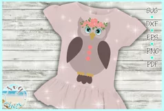 Girly Owl with Flowers SVG Dxf Eps Png PDF Files Product Image 3