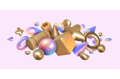 Geometric render background. Abstract holographic or metalli Product Image 1