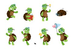 Cartoon turtle. Green child tortoise. Baby marine animal cha Product Image 1