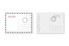 Postcard valentines. Vintage romantic cards with postage sta Product Image 1