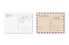 Valentines postcard. Romantic postage cards with stamps. Whi Product Image 1