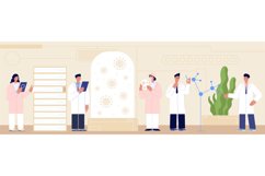 Scientists in laboratory. White coat on researchers, people Product Image 1