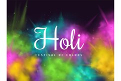 Color powder splash. Festival frame poster, realistic dust e Product Image 1