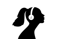 Girl listen music in headphones Product Image 1