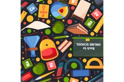 Back to school pattern. Education symbols books digital devi Product Image 1
