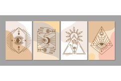Stylish esoteric cards. Mystical line elements, modern art b Product Image 1
