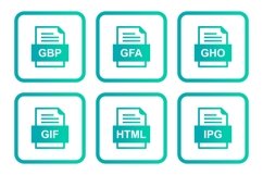 Set Of File Formats Icons Product Image 1