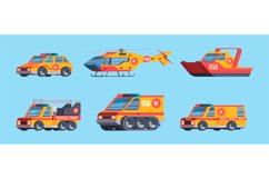 Rescue cars. Lifeguard technics emergency vehicles and helic Product Image 1