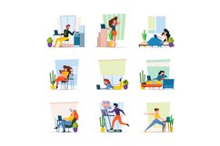 Home freelancers. Professional workers making homework in in Product Image 1