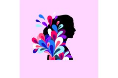 Colorful teenager profile. Color elegant young girl portrait Product Image 1