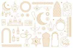 Arabic oriental muslim golden floral outline symbols. Lanter Product Image 1