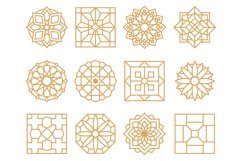 Abstract oriental muslim arabic golden framed emblems. Tradi Product Image 1