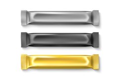 Candy stick packaging. Sugar products foil wrappers, golden, Product Image 1