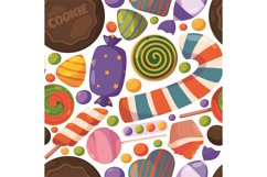 Sweets pattern. Lollipop jelly and chocolate candies illustr Product Image 1