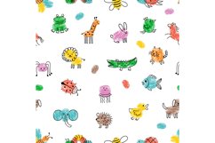 Children paint pattern. Fingerprint animals, cute drawing in Product Image 1