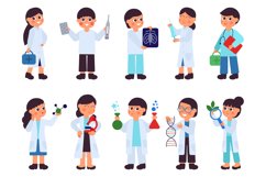 Scientists characters. Research scientist, lab chemistry med Product Image 1
