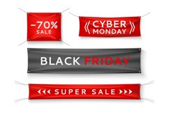 Fabric stretching banners. Realistic fabric signage with spe Product Image 1