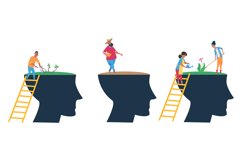 People care for brain. Self love and education metaphor. Man Product Image 1
