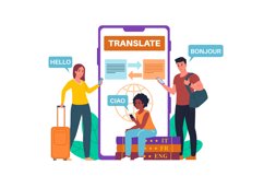 Online translator chat. Multilingual mobile app. People spea Product Image 1
