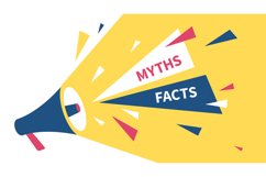 Myths vs facts. Loudspeaker with words, false and true info, Product Image 1