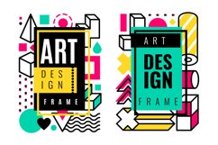 Frame memphis. Halftone gradient geometric elements bright c Product Image 1