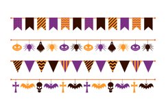 Halloween garland. Colorful flat flags different forms, pape Product Image 1