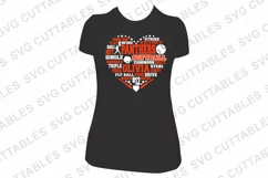 Softball SVG | Softball Subway Art Heart | Shirt Design Product Image 3