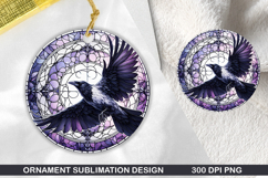 Cute Crow Stained Glass Ornament PNG, Sublimation PNG Design Product Image 1