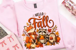 Hello Fall PNG, Cute Woodland Animals Autumn Sublimation Product Image 4