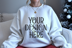 White Gildan 18000 Mockup, Sweatshirt Crewneck Mockups Product Image 1