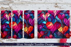 Stained Glass Hearts Tumbler Wrap | 20 oz. | Love Hearts PNG Product Image 1