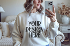 White Gildan 18000 Crewneck Sweatshirt Mockups,G18000 Product Image 1