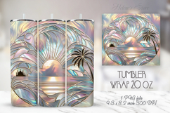 Palm tree summer beach tumbler 20oz wrap sublimation designs Product Image 1