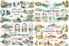 Big Set of Watercolor Scenes Clipart Product Image 1