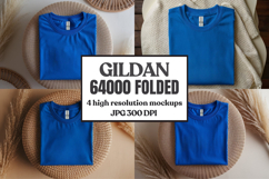 Gildan 64000 Folded Tshirt Mockup , Folded Tee Flat Lay Product Image 1