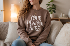 Dark Chocolate Gildan 18000 Sweatshirt Mockup,G18000 Crewnec Product Image 1