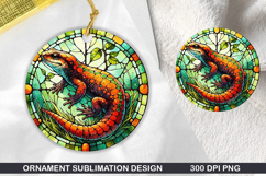 Salamander Stained Glass Ornament PNG, Digital Download File Product Image 1