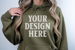 Military Green Gildan 18500 Hoodie Sweatshirt Mockup, 185 mo Product Image 1